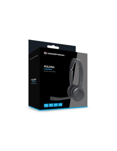 Conceptronic POLONA04B auricular y casco Auriculares Inalámbrico y alámbrico Diadema Llamadas/Música USB Tipo C Bluetooth Negro