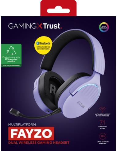 Trust GXT 491P FAYZO Auriculares Inalámbrico y alámbrico Diadema Juego USB tipo A Bluetooth Negro, Púrpura