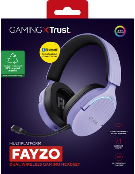 Trust GXT 491P FAYZO Auriculares Inalámbrico y alámbrico Diadema Juego USB tipo A Bluetooth Negro, Púrpura