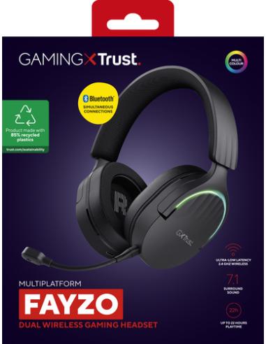 Trust GXT 491 Fayzo Auriculares Inalámbrico y alámbrico Diadema Juego USB Tipo C Bluetooth Negro