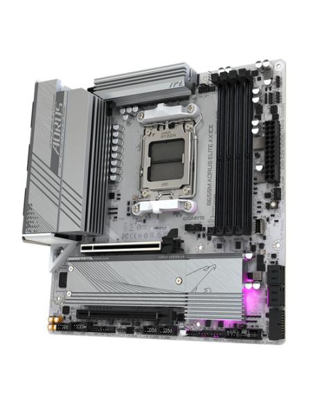 GIGABYTE B650M AORUS ELITE AX ICE Placa base - AMD Ryzen serie 9000, VRM de 12+2+2 fases, hasta 8000 MHz DDR5 (OC), 1xPCIe 5.0 +