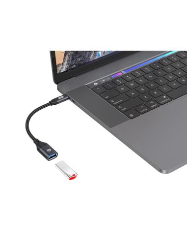 Conceptronic ABBY18B cambiador de género para cable USB-C USB-A Negro
