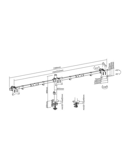Equip Soporte articulado de sobremesa para triple monitor de 17"-32