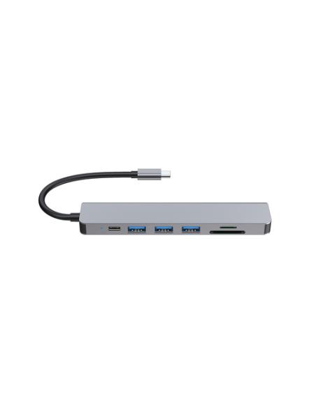 Equip 133494 Adaptador multifunción USB-C 7 en 1, HDMI 4K/60Hz, USB 3.2 Gen1 x 3 , TF/MICRO SD, 100W USB PD