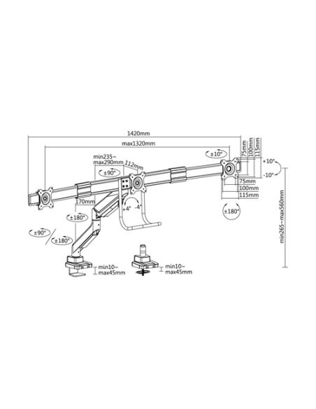 Equip Soporte de sobremesa para monitor triple de 17"-27