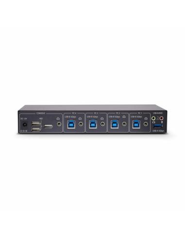 StarTech.com Switch KM/USB 4 Puertos con Conmutación por Ratón - Conmutador KM USB 3.0 de Teclado y Ratón para 4 Ordenadores - C