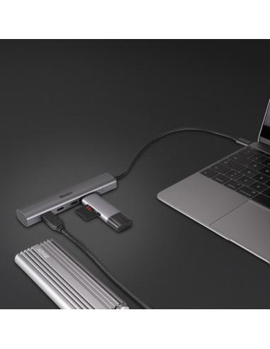Lindy 43384 hub de interfaz USB Tipo C 10000 Mbit/s Gris
