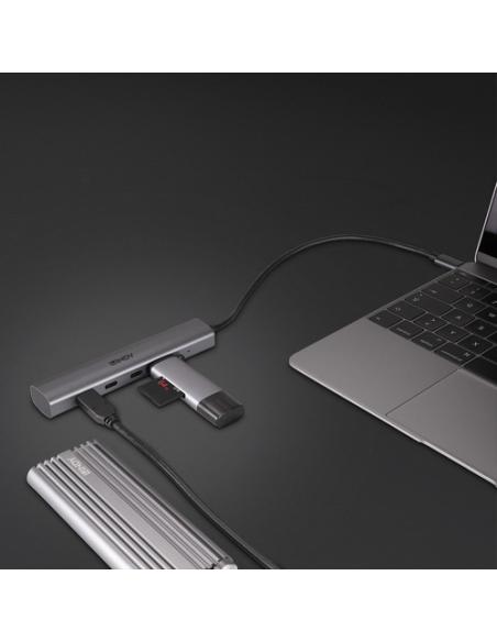Lindy 43384 hub de interfaz USB Tipo C 10000 Mbit/s Gris