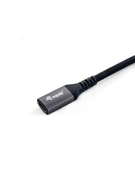 Equip 128371 Cable de extensión USB 3.2 Gen 2 C a C, M/F, 1,0m, 4K/60Hz, 10Gbps, Negro