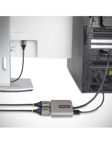 StarTech.com Hub MST de 2 Puertos DisplayPort 1.4 - Divisor Splitter DP para 2 Monitores - Adaptador DisplayPort a 2x DisplayPor