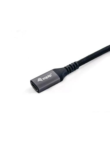 Equip 128370 Cable de extensión USB 3.2 Gen 2 C a C, M/F, 0,5m, 4K/60Hz, 10Gbps, Negro