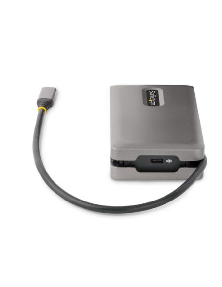 StarTech.com Adaptador Multipuertos USB-C - HDMI/DP 4K a 60Hz - Hub Ladrón USB de 3 Puertos - Power Delivery de Paso de 100W - G