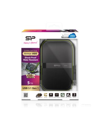 Silicon Power Armor A60 disco duro externo 5 TB 2.5" Micro-USB B 3.2 Gen 1 (3.1 Gen 1) Negro, Verde