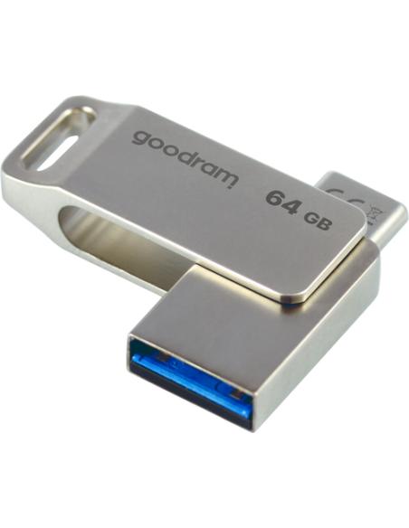 Goodram ODA3 unidad flash USB 64 GB USB Type-A / USB Type-C 3.2 Gen 1 (3.1 Gen 1) Plata