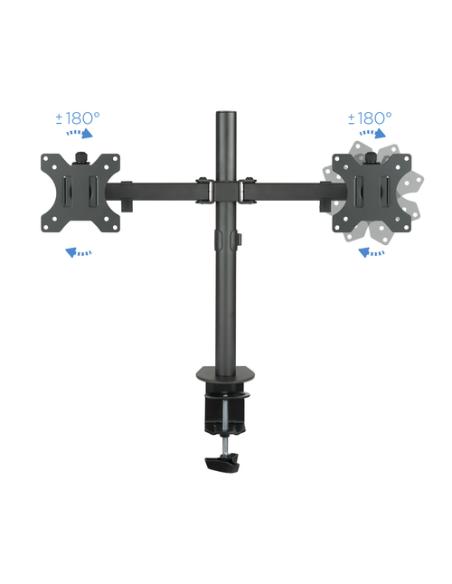 TooQ Soporte de Mesa Giratorio e Inclinable para 2 Pantallas (Monitor / TV Plasma / LCD / LED) 13” – 32”, de Dos Brazos, Negro