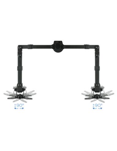 TooQ Soporte de Mesa Giratorio e Inclinable para 2 Pantallas (Monitor / TV Plasma / LCD / LED) 13” – 32”, de Dos Brazos, Negro
