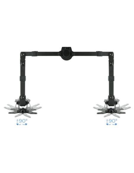 TooQ Soporte de Mesa Giratorio e Inclinable para 2 Pantallas (Monitor / TV Plasma / LCD / LED) 13” – 32”, de Dos Brazos, Negro