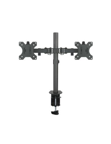 TooQ Soporte de Mesa Giratorio e Inclinable para 2 Pantallas (Monitor / TV Plasma / LCD / LED) 13” – 32”, de Dos Brazos, Negro