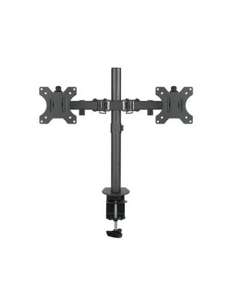 TooQ Soporte de Mesa Giratorio e Inclinable para 2 Pantallas (Monitor / TV Plasma / LCD / LED) 13” – 32”, de Dos Brazos, Negro