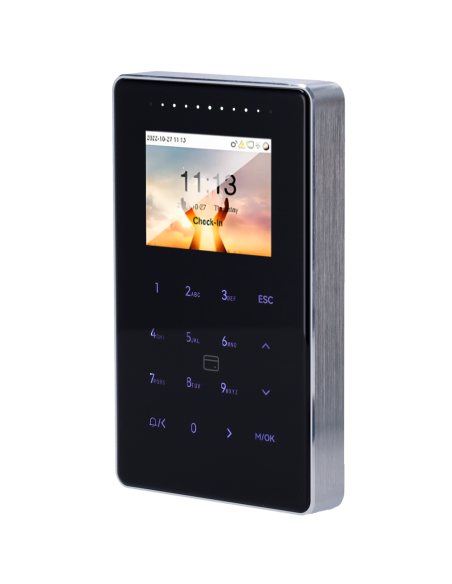 CONTROL PRESENCIAL ZKTECO / IP65 / ANTIVANDALICO IK04 / NECESARO GO TIME CLOUD / TARJETAS MIFARE Y TECLADO / TCP/IP - WIFI / REL