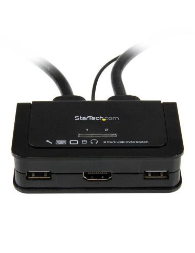 StarTech.com Conmutador Switch KVM 2 puertos HDMI USB Audio con Cables Integrados - 1080p