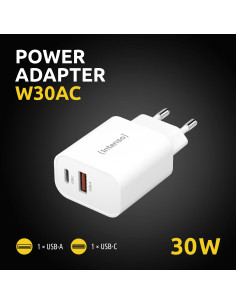 Intenso POWER ADAPTER USB-A USB-C 7803012 Universal Blanco Corriente alterna Carga rápida Interior 2