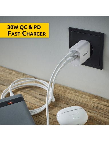 Intenso POWER ADAPTER USB-A USB-C 7803012 Universal Blanco Corriente alterna Carga rápida Interior