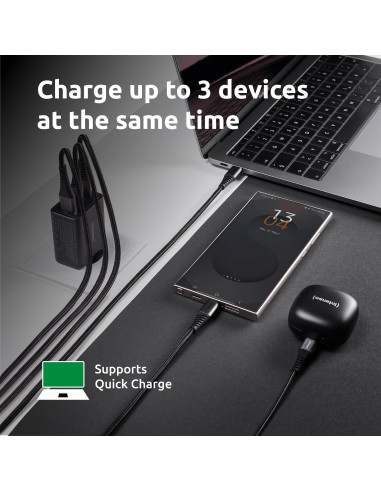 Intenso 7806510 adaptador e inversor de corriente Interior 65 W Negro