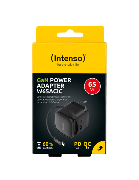 Intenso 7806520 adaptador e inversor de corriente Interior 65 W Negro