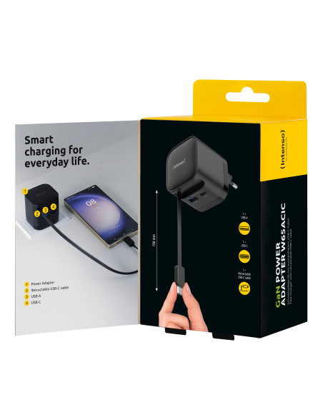 Intenso 7806520 adaptador e inversor de corriente Interior 65 W Negro