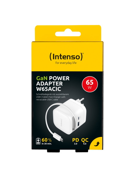 Intenso 7806520 adaptador e inversor de corriente Interior 65 W Negro