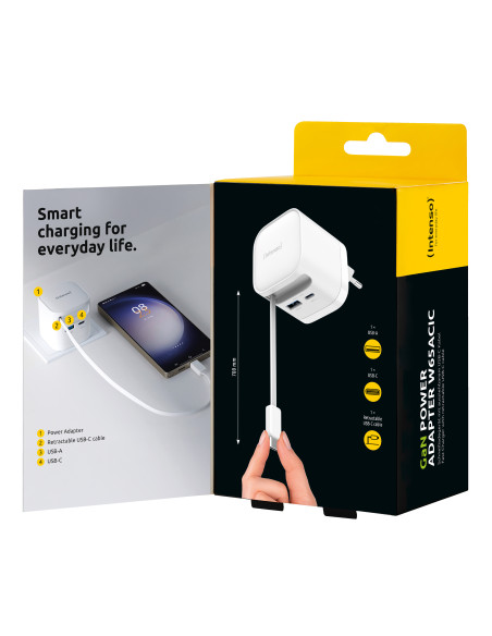 Intenso 7806520 adaptador e inversor de corriente Interior 65 W Negro