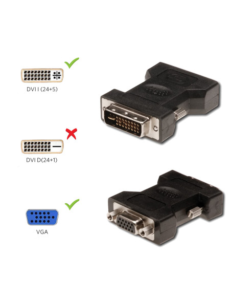 Ewent EC1250 cambiador de género para cable DVI-I 24+5 VGA Negro