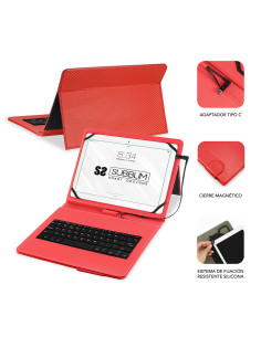 SUBBLIM Funda con Teclado Micro USB - USB C KEYTAB PRO USB 10,1" Red 2