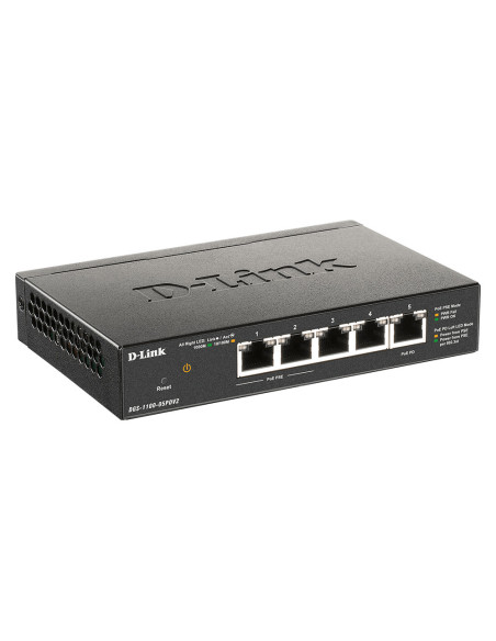 D-Link DGS-1100-05PDV2 switch Gestionado Gigabit Ethernet (10 100 1000) Energía sobre Ethernet (PoE) Negro