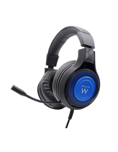 Ewent PL3322 auricular y casco Auriculares Alámbrico Banda para cuello Juego Negro, Azul