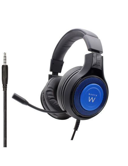 Ewent PL3322 auricular y casco Auriculares Alámbrico Banda para cuello Juego Negro, Azul