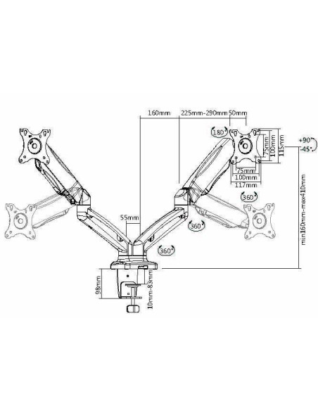 Equip Soporte de sobremesa para dos monitores interactivos de 17"-32