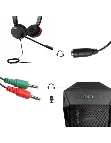 Ewent EC1642 cable de audio 0,15 m 3,5mm 2 x 3.5mm Negro, Verde, Rojo