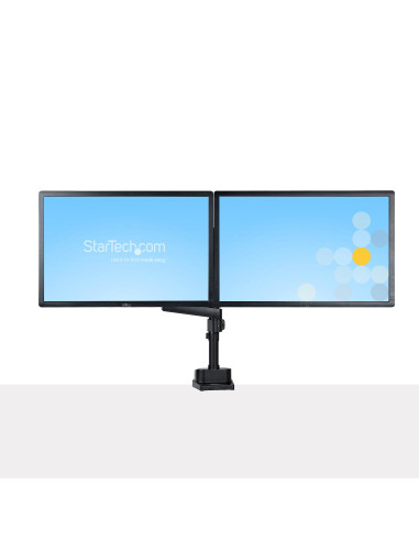 StarTech.com Brazo de Soporte para Dos Monitores - Base Soporte de Movimiento Articulado y Altura Ajustable para 2 Monitores