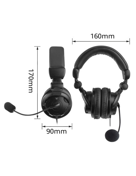 Ewent EW3564 auricular y casco Auriculares Alámbrico Diadema Llamadas Música Negro