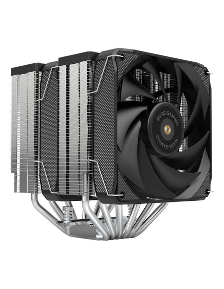 Mars Gaming MCPU-XU6, Disipador CPU Doble Torre, TDP 350W, 2x Ventiladores de Aspas Híbridas y Rodamiento FDB de Cobre