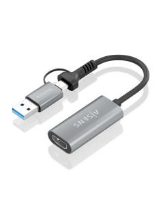 AISENS Conversor Aluminio USB-A+USB-C A HDMI 1080P@60Hz, USB-A M+USB-C M-HDMI H, Gris, 15cm 2