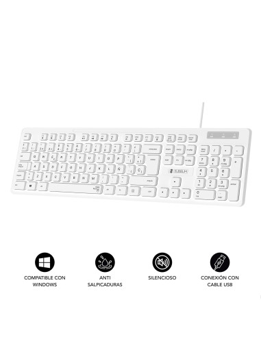SUBBLIM Teclado Ergonómico Business Slim Silencioso con cable USB Blanco