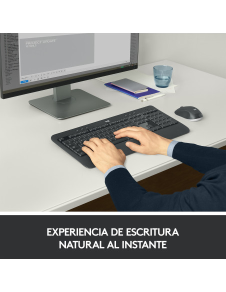 Logitech 920-008680 teclado Ratón incluido Universal RF inalámbrico QWERTY Español Negro, Blanco