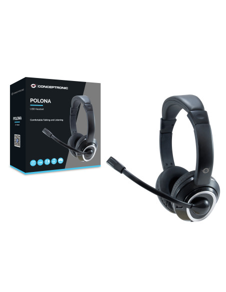 Conceptronic POLONA Auriculares Alámbrico Diadema Llamadas Música USB tipo A Negro