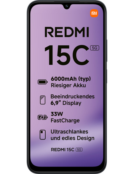Xiaomi Redmi 15C 17,5 cm (6.9") 5G USB Tipo C 4 GB 128 GB 6000 mAh Negro