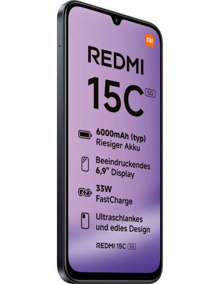 Xiaomi Redmi 15C 17,5 cm (6.9") 5G USB Tipo C 4 GB 128 GB 6000 mAh Negro