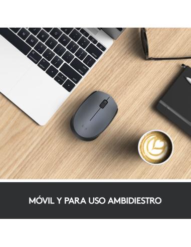 Logitech M170 Grey-K ratón Oficina Ambidextro RF inalámbrico Óptico 1000 DPI