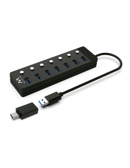 Ewent EW1147 hub de interfaz USB 3.2 Gen 1 (3.1 Gen 1) Type-A 5000 Mbit s Negro